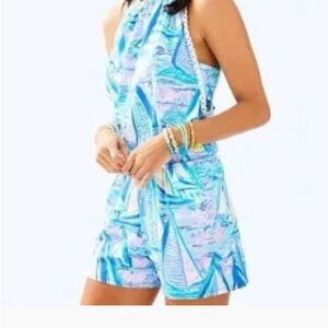 Lilly Pulitzer Blue and Pink Patterned Jumpsuit